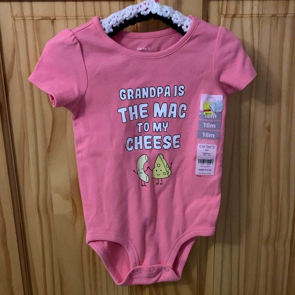 Carter's Pink Bodysuit - Grandpa is the Mac to My Cheese